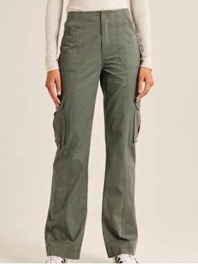 Abercrombie & Fitch Cargo Pants Women's Size 24 Olive Green Wide Leg Utility Y2K